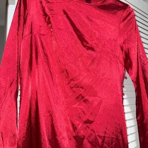 Elegant Red Long Sleeve Dress